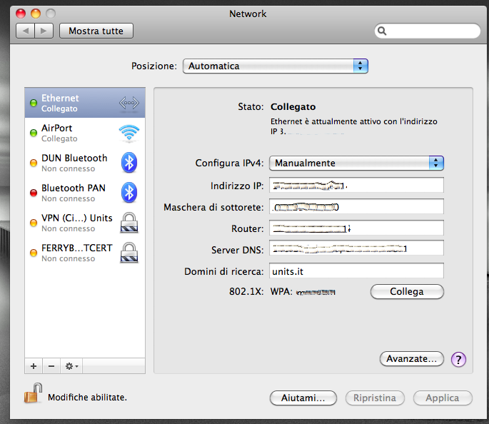 Preferenze di Sistema -> Network