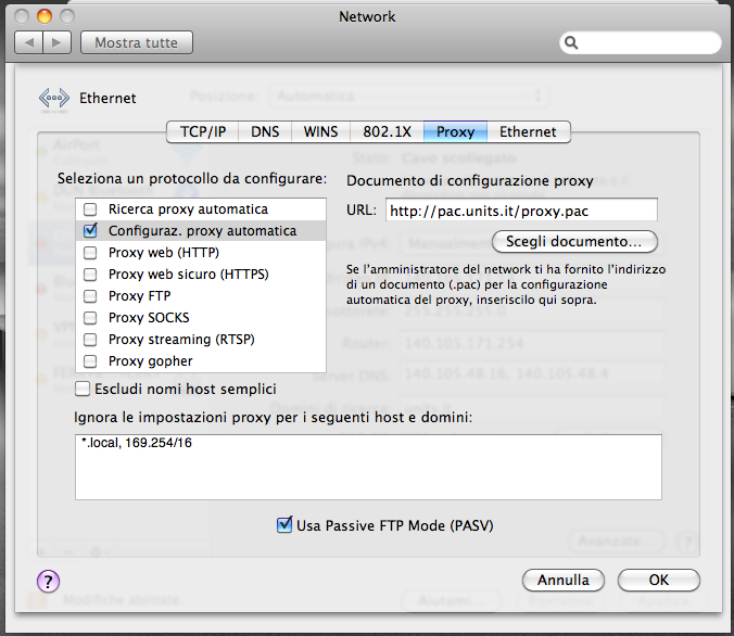 Preferenze di sistema -> Network -> Avanzate