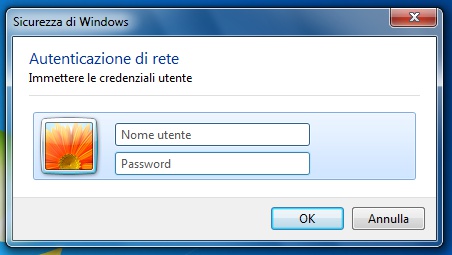 Inserire lo username@dominio COMPLETO DI DOMINIO e la password